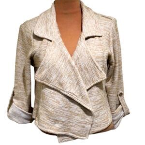 Anthropologie Dolan Jacket Crop Cotton Tweed Knit Cream Natural Slouchy‎ Wrap M